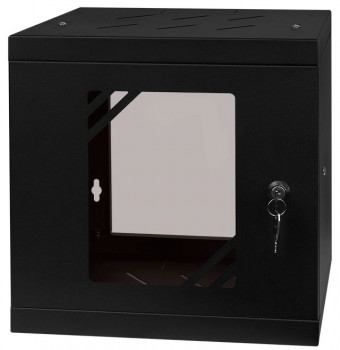 Szafa Rack 10", 6U, 300MM, drzwi szklane, czarna VOR-SW10-6U-300-GB OPTIVA2B